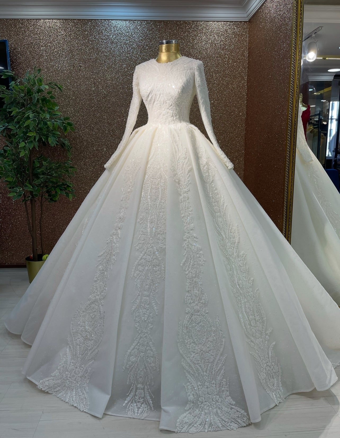 Custom Order Hijab Emboroidered Wedding Dress %50 deposit
