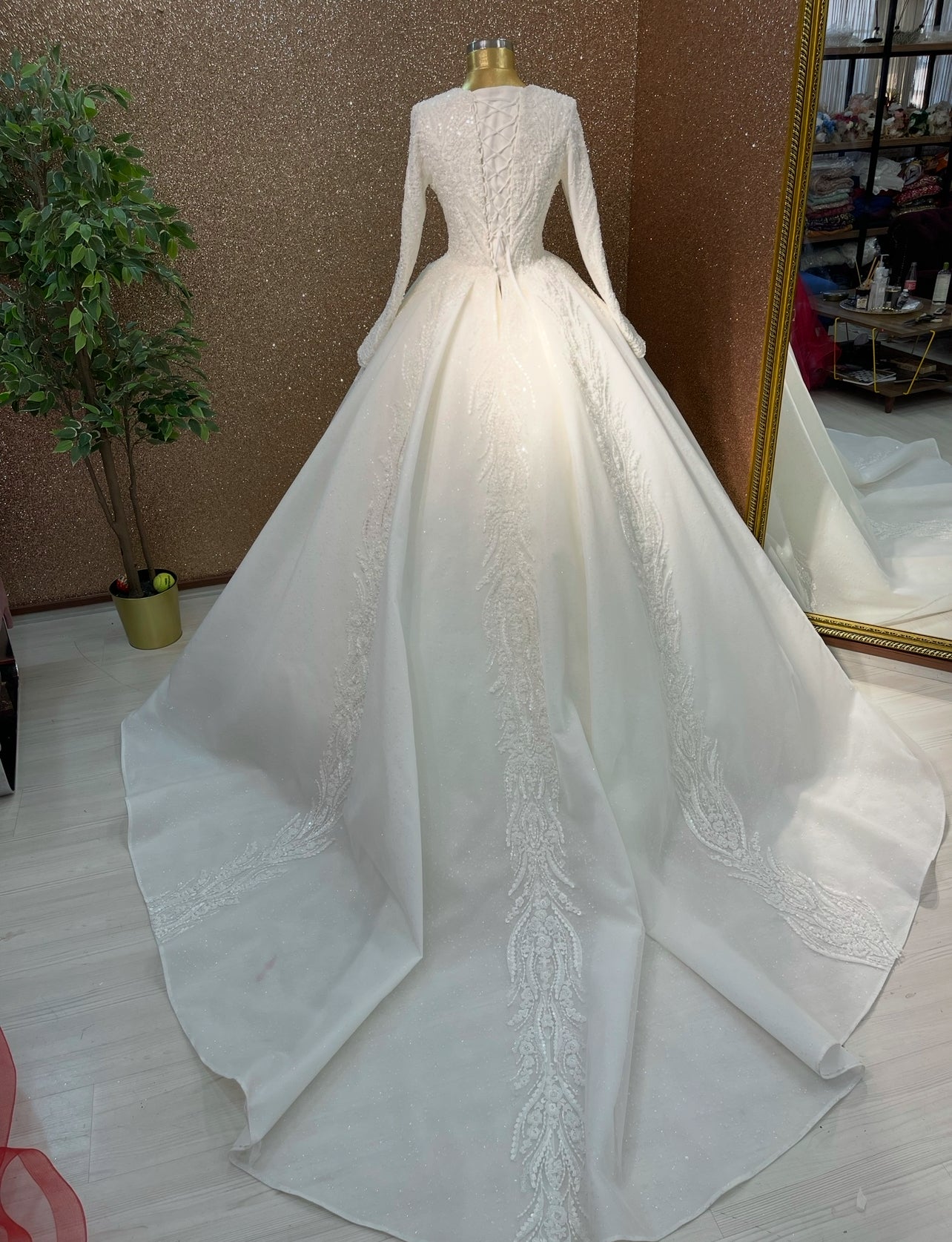 Custom Order Hijab Emboroidered Wedding Dress %50 deposit