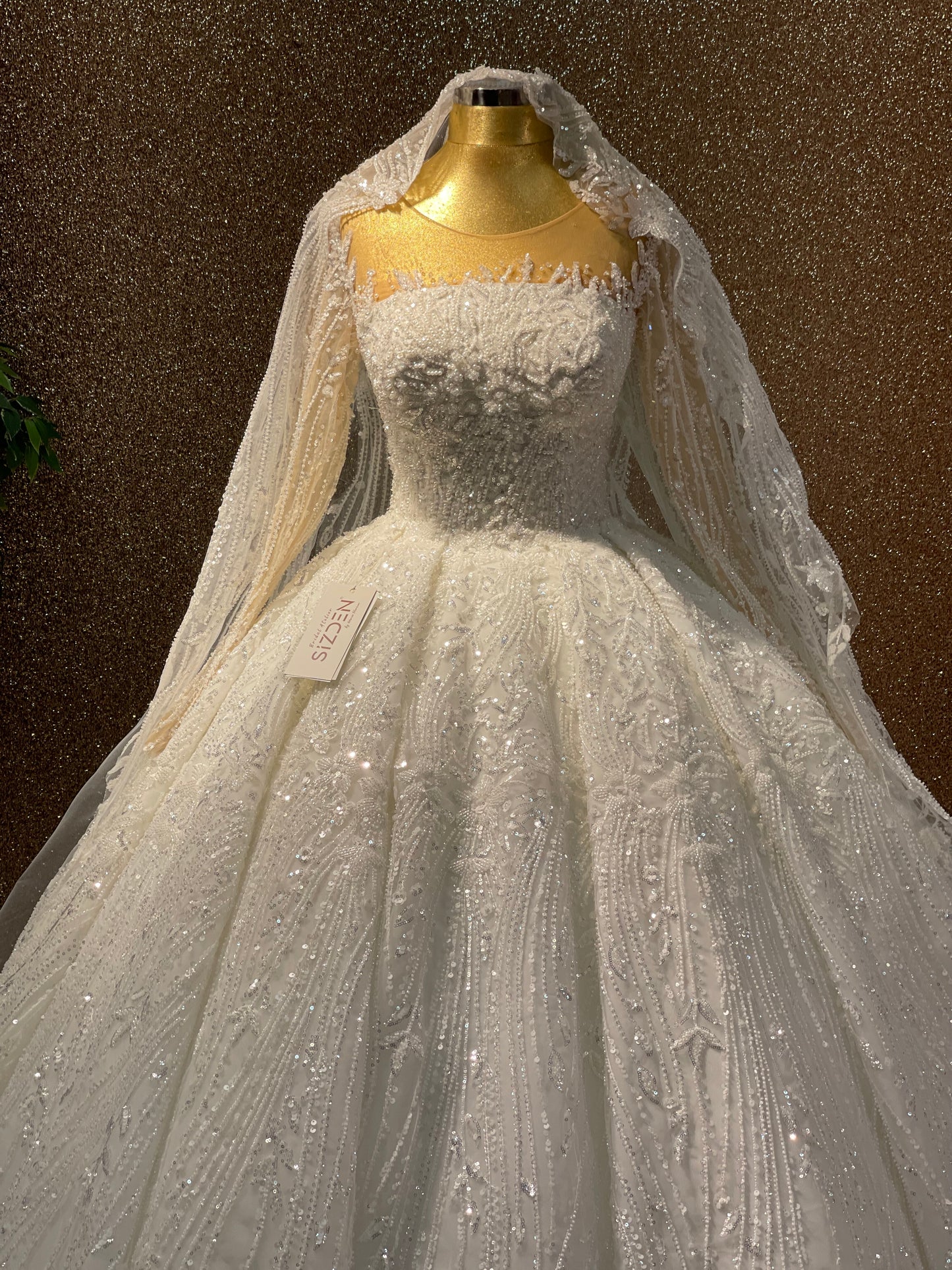 Custom Order Wedding Dress – A-line Styled,Long Sleeves,Matching Veil %50 deposit