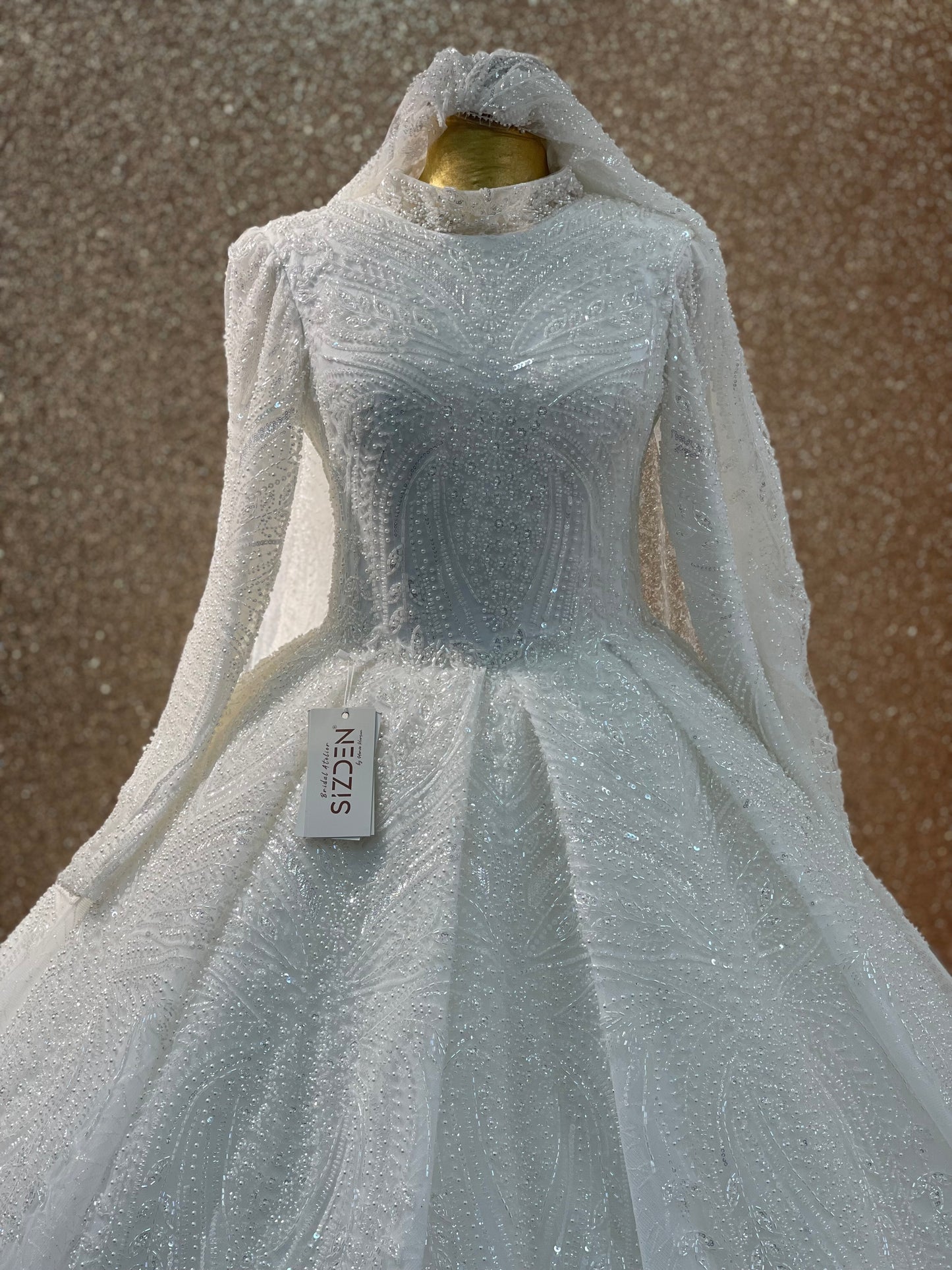 Custom Order Hijab Emboroidered Wedding Dress %50 deposit