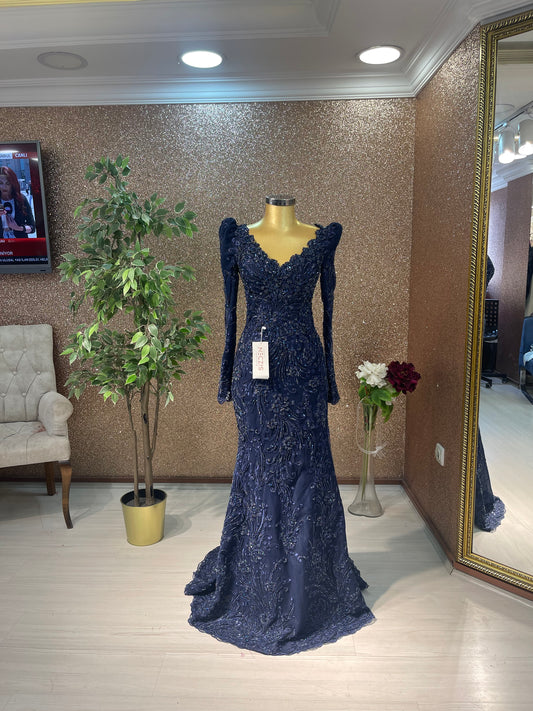 Navy with Detachable Skirt Engagement Dress