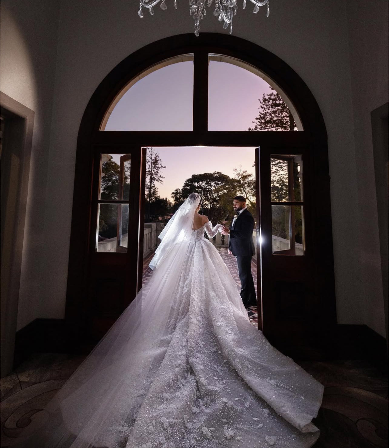 Inspired by Steven Khalil – 3D Floral Off-Shoulder Ball Gown-Custom Made
