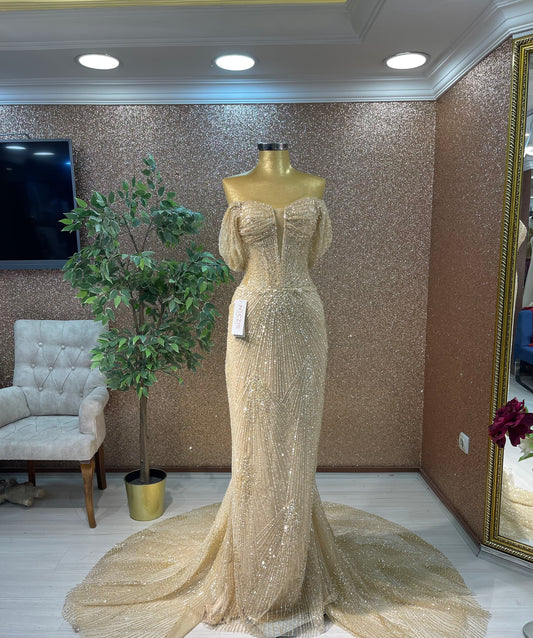 ✨ Gold Mermaid Evening Dress