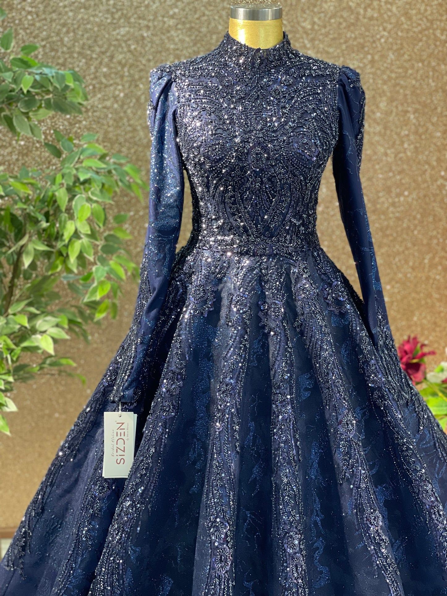 Navy Evening Dress for Modest