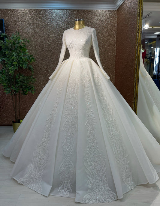 Custom Order Hijab Emboroidered Wedding Dress %50 deposit