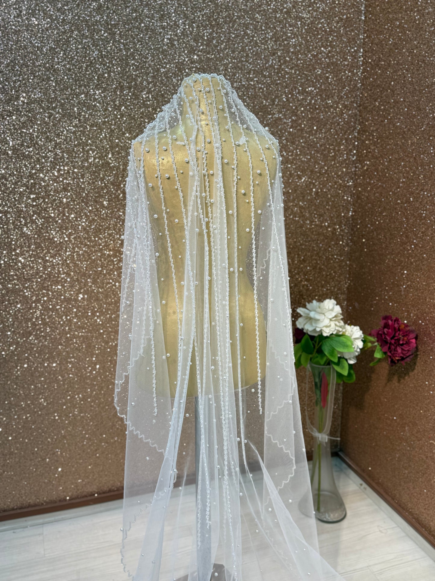 ✨ Crystal & Pearl Bridal Veil ✨