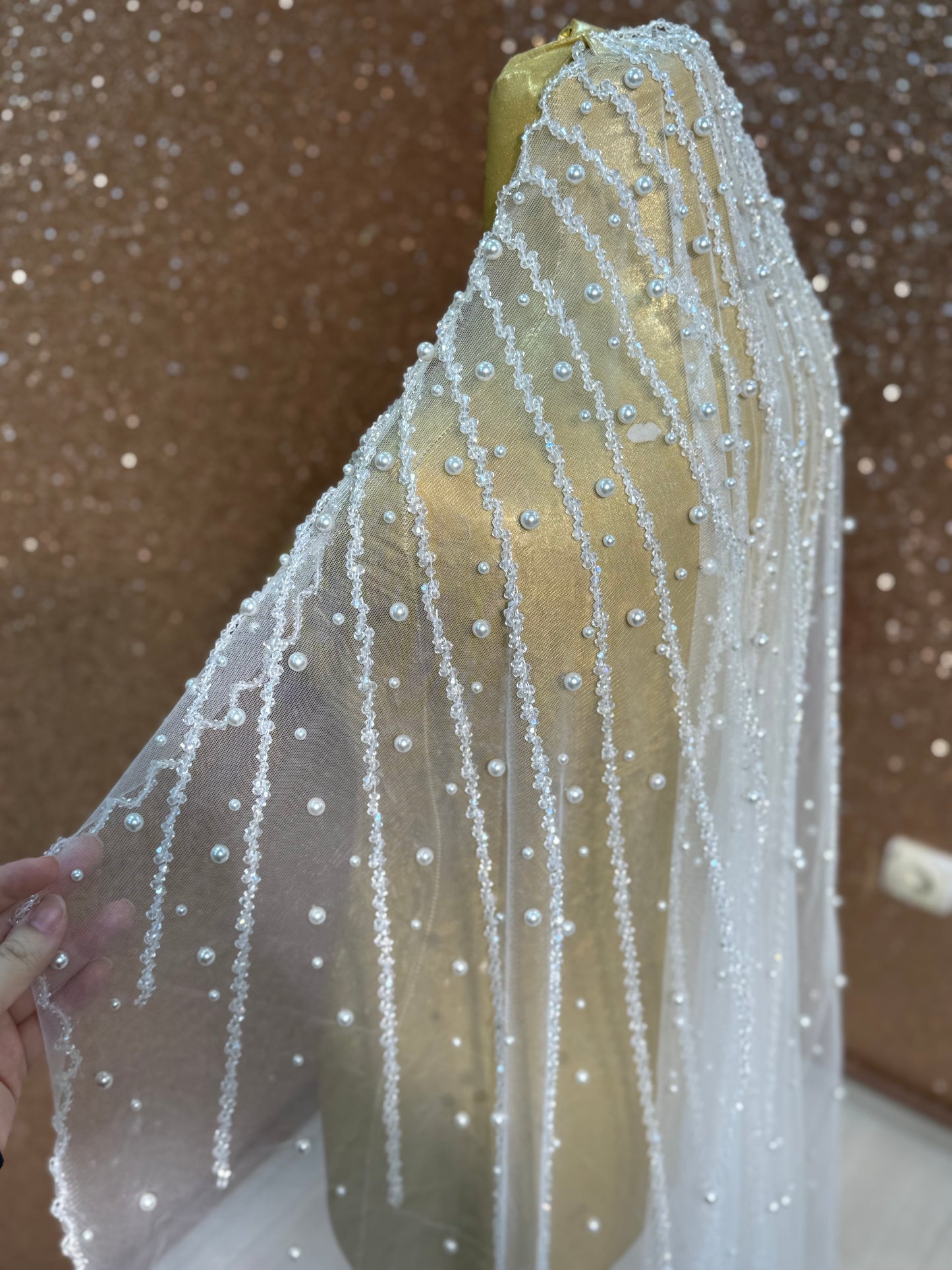 ✨ Crystal & Pearl Bridal Veil ✨