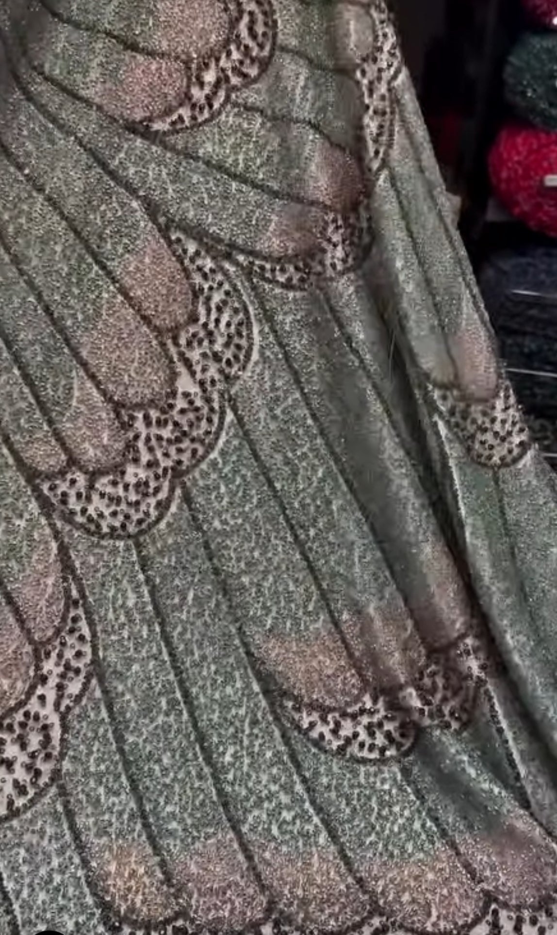 Pink Embroidery Lace Henna & Evening Dress with Ruffle Train