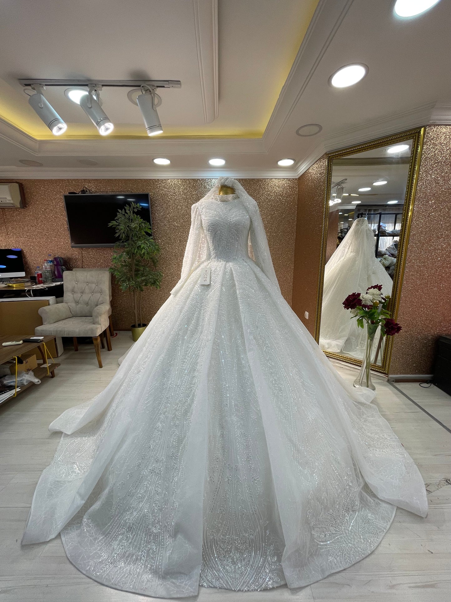 Custom Order Hijab Emboroidered Wedding Dress %50 deposit