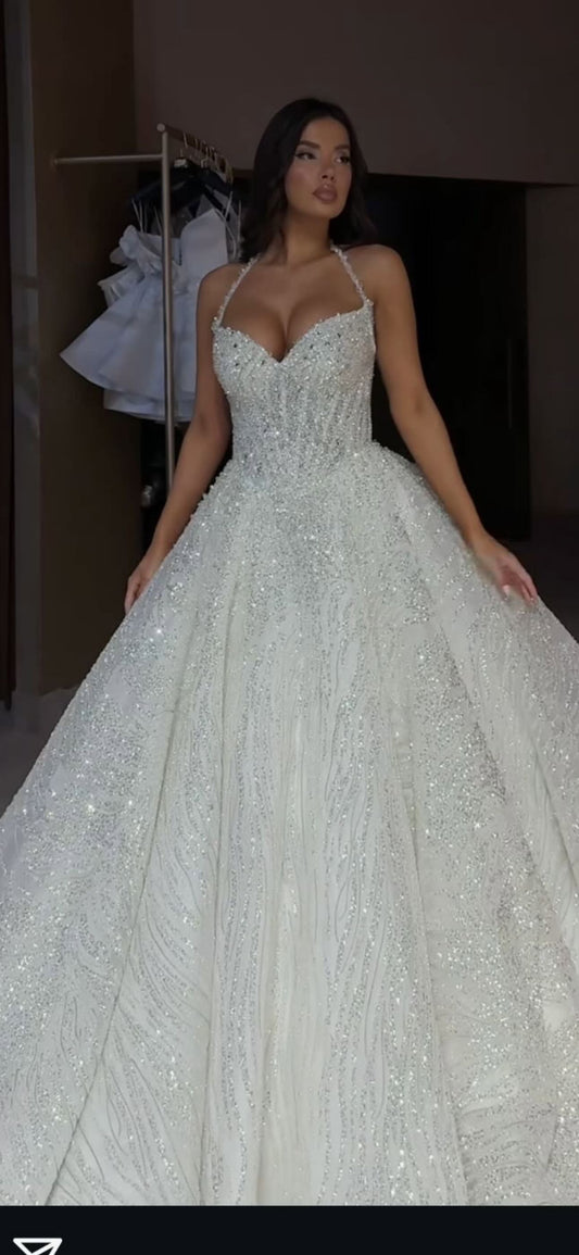 🌟 Couture Crystal-Embellished Princess Gown