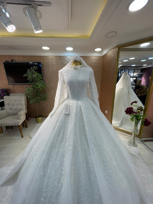 Custom Order Hijab Emboroidered Wedding Dress %50 deposit