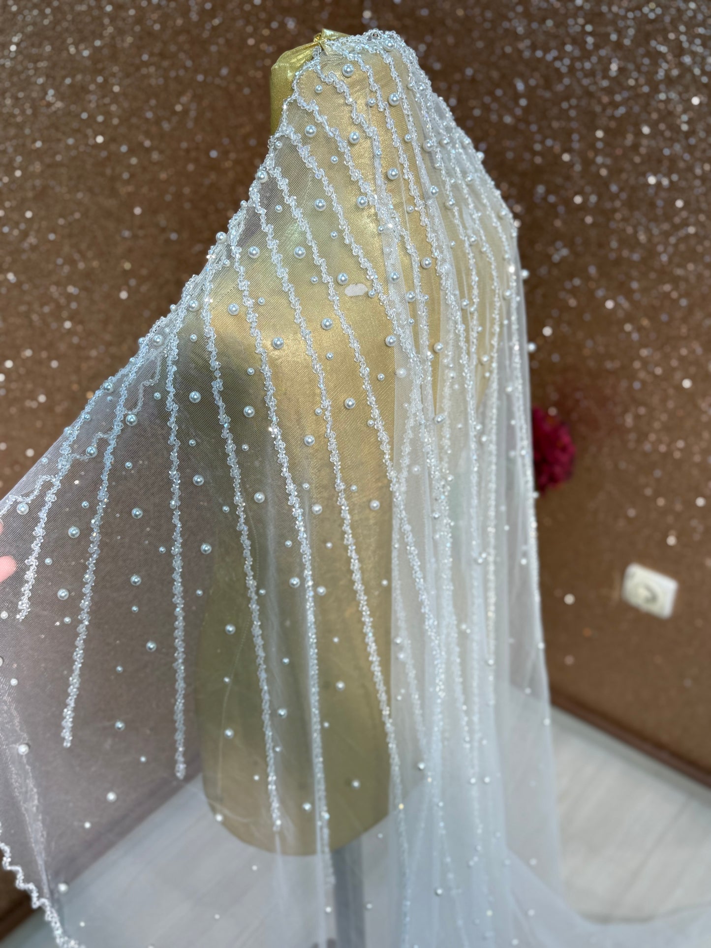 ✨ Crystal & Pearl Bridal Veil ✨