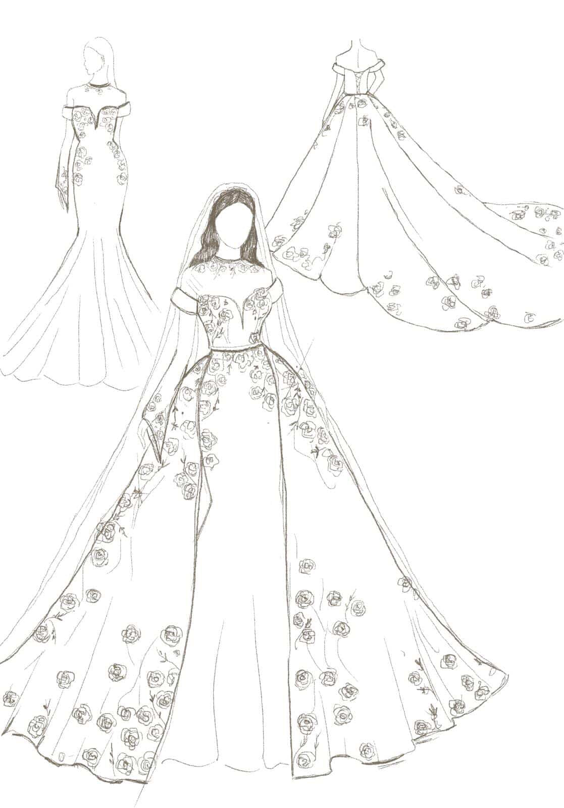 ✨ Custom-Made 3D Floral Mermaid Gown with Detachable Skirt ✨